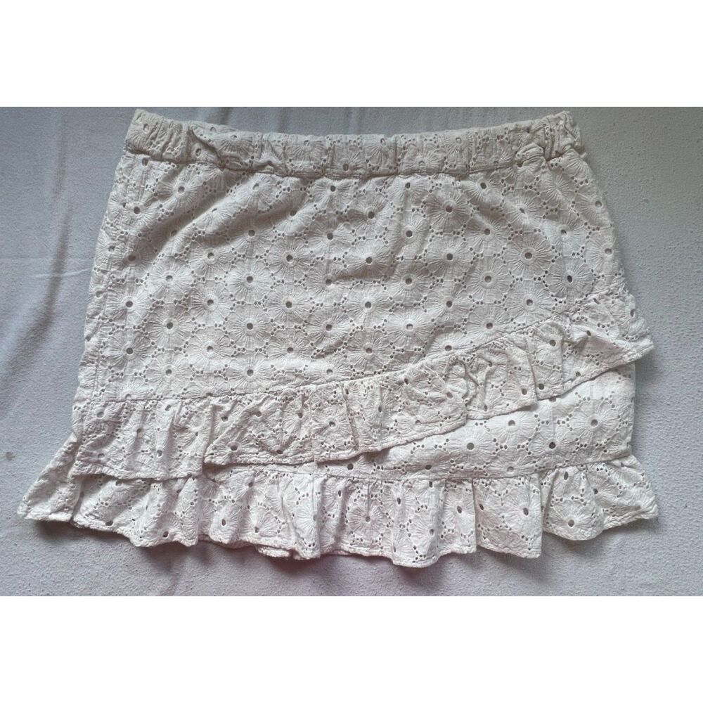 7 For All Mankind Eyelet Lace Ruffle Skirt Size XL